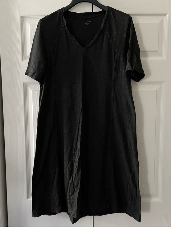 Eileen Fisher Dresses & Skirts - LIKE NEW! — Eileen Fisher Black V-Neck Short Sleeve Dress (Hemp/Organic Cotton)